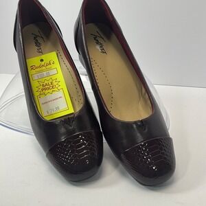Trotters Daisy Leather Pumps Block Heel Comfort‎ Dress Shoes Burgandy Size 7 New
